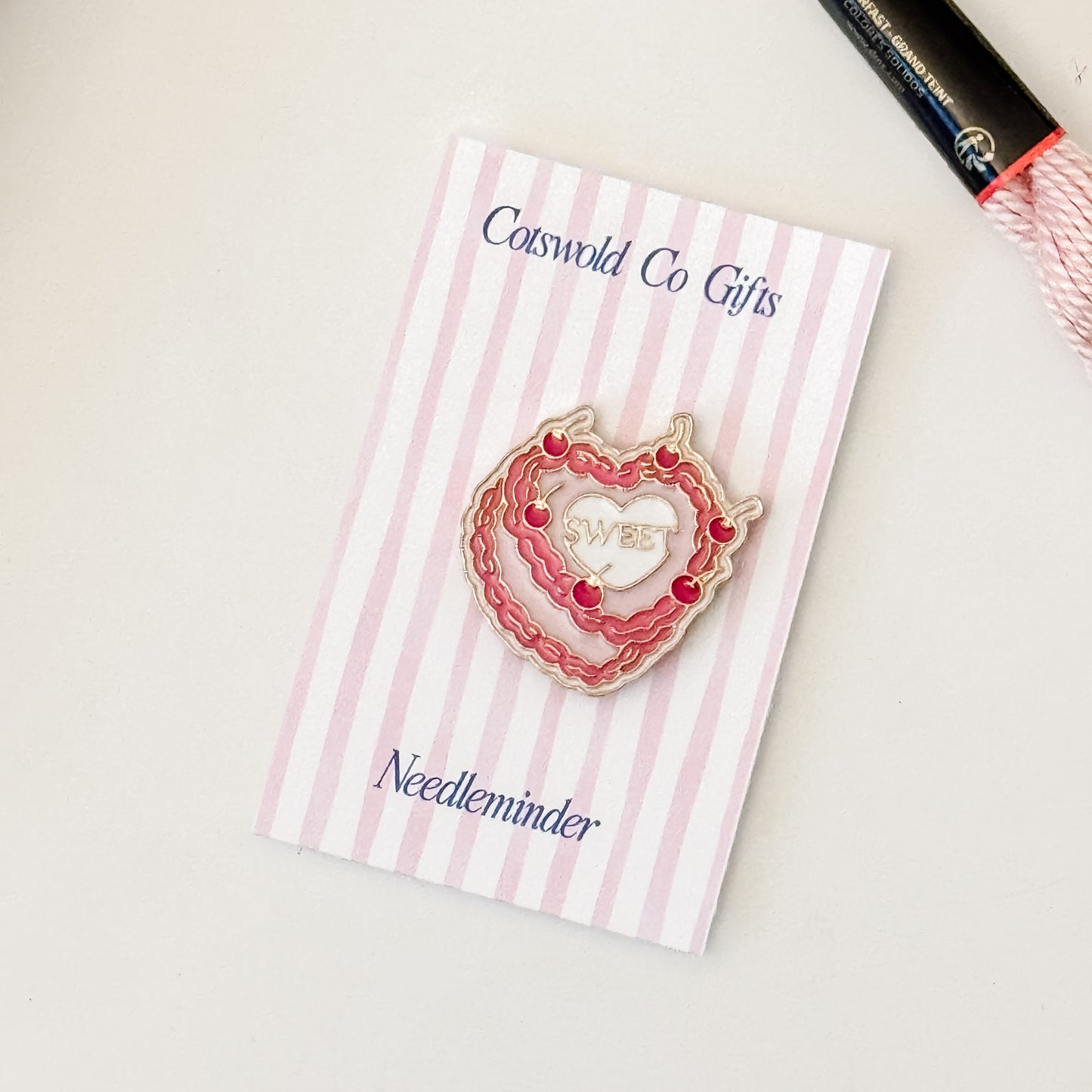 Aesthetic Coquette Needle Minder, Needlepoint Needle Minder, Cherry Heart Cake Cute Pink Neeldle Minder Magnetic