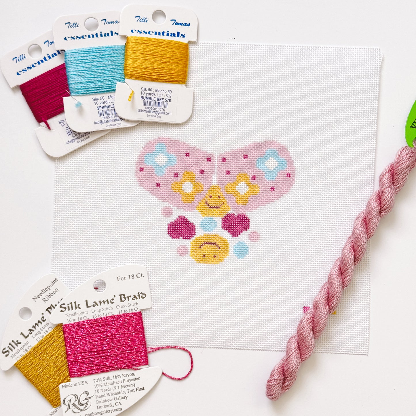 Happy Pills Aesthetic Needlepoint Canvas | Hand-Painted 5” Design on 8"x8" 18 Mesh | Ready to Ship