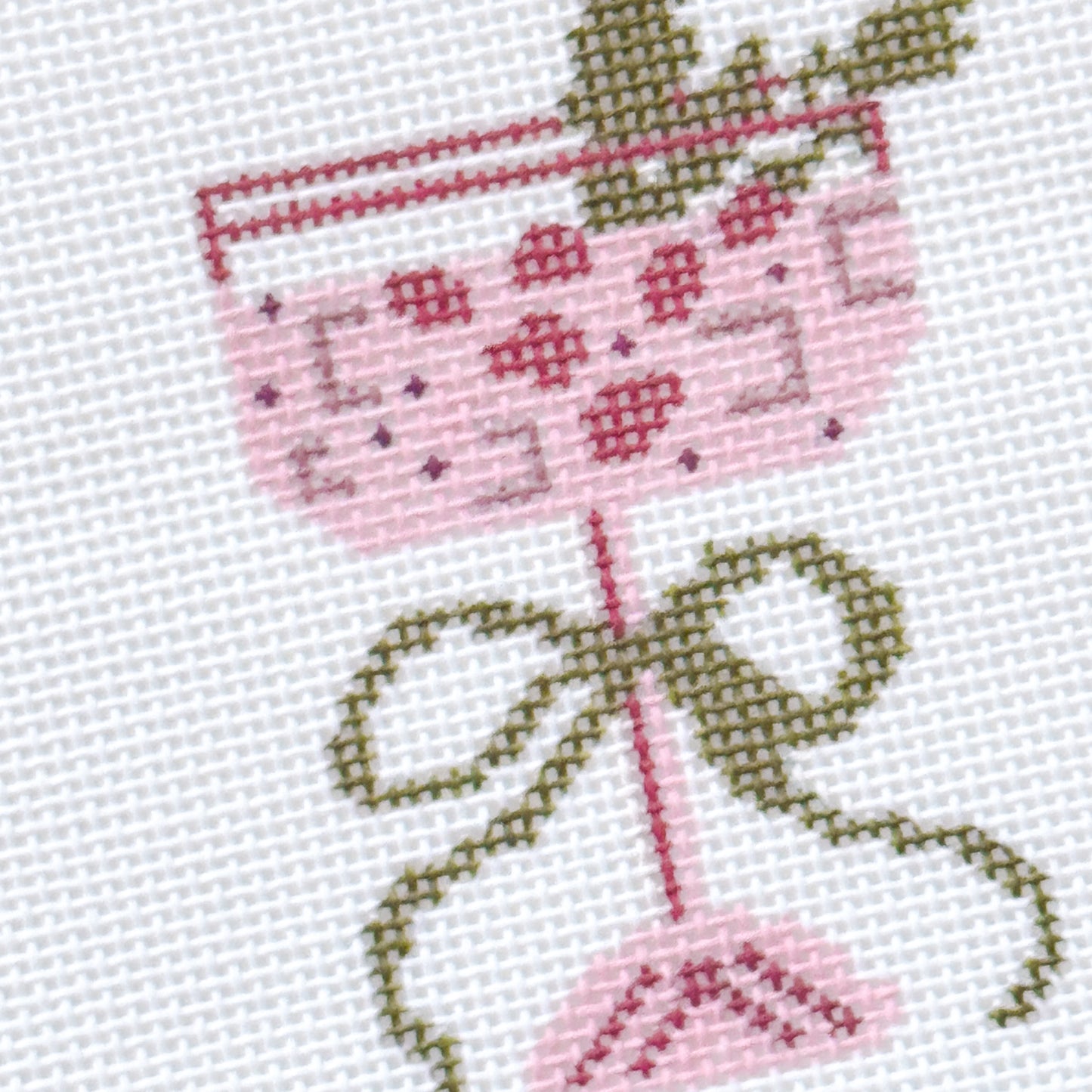 Christmas Cocktail Mini Needlepoint Canvas, Modern Needlepoint, 18 Mesh 2”x3” Design