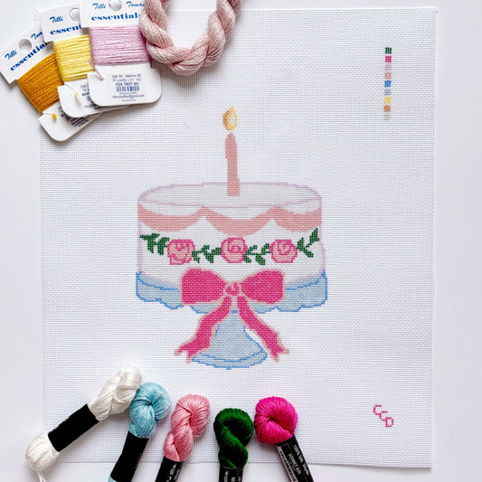 Wholesale Exclusive Birthday Bow Cake 18 Mesh Hand Painted Needlepoint Canvas