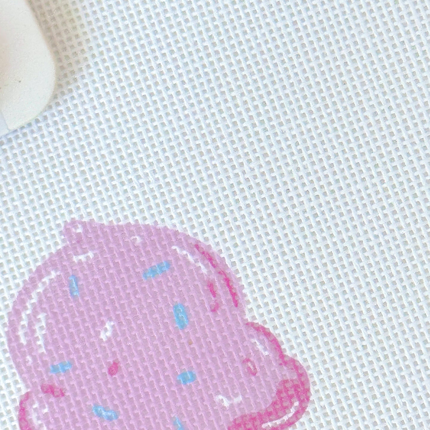 Pink Ice Cream Cone Needlepoint Canvas, Artisan Printed Needlepoint Canvas, 18 Mesh, 3x4 Design