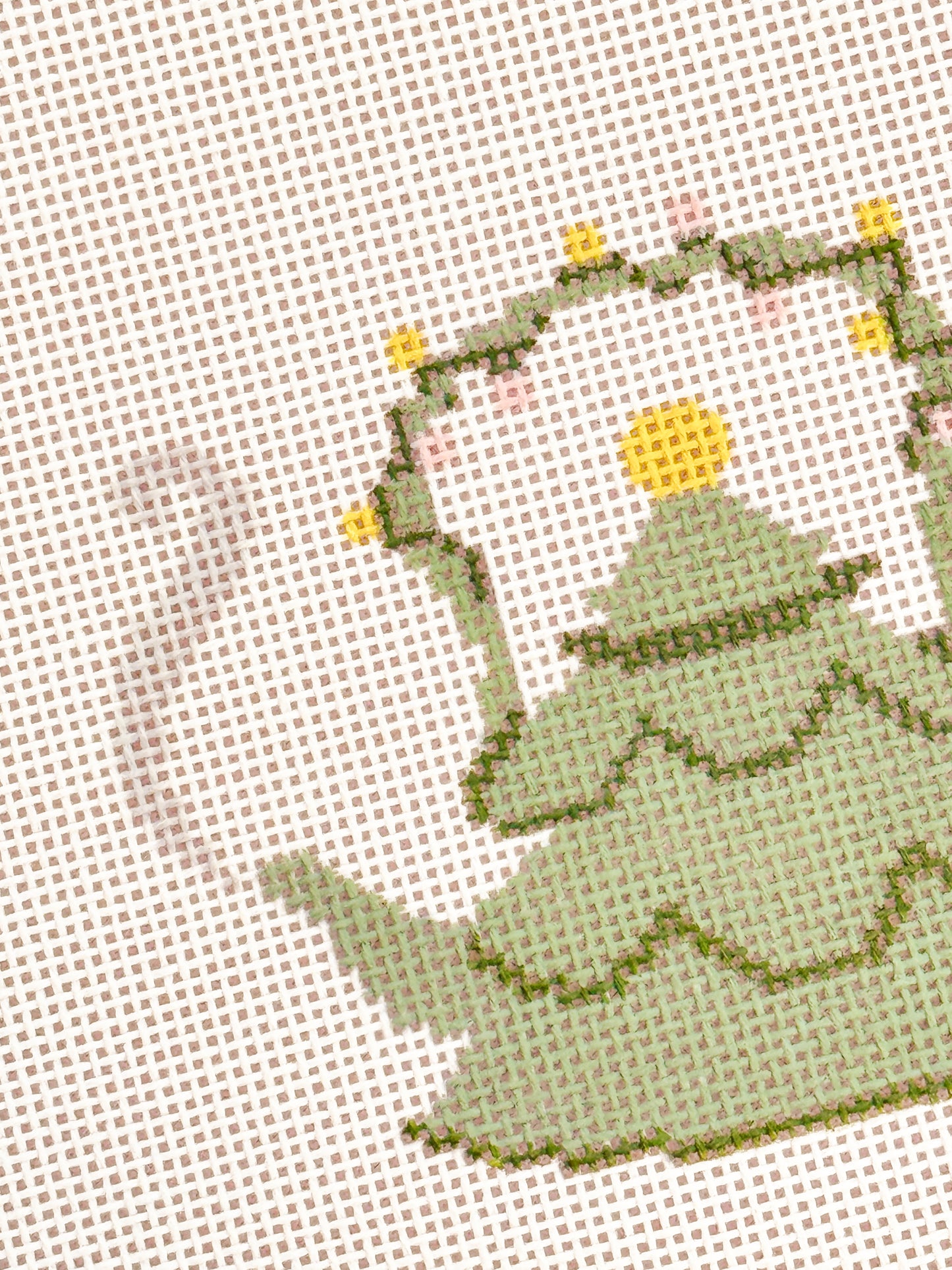 Christmas Tree Tea Kettle 18 Mesh Needlepoint Canvas – 2.5” x 3” Design