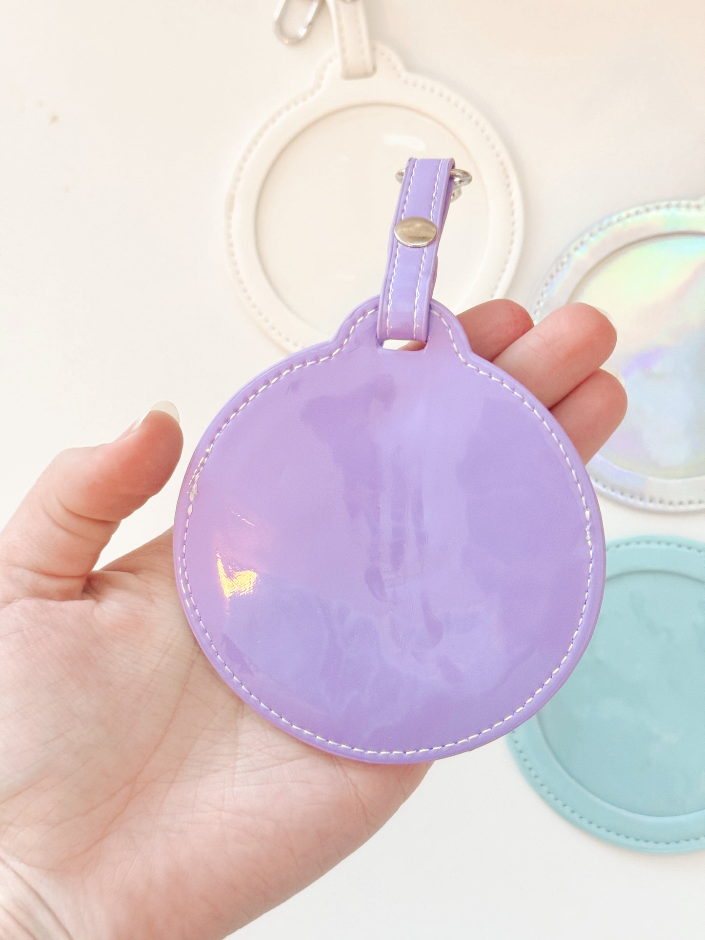 Self Finishing 3” Round Bag Tag Travel Tag, Needlepoint Self Finishing Interchangeable Bag Tag