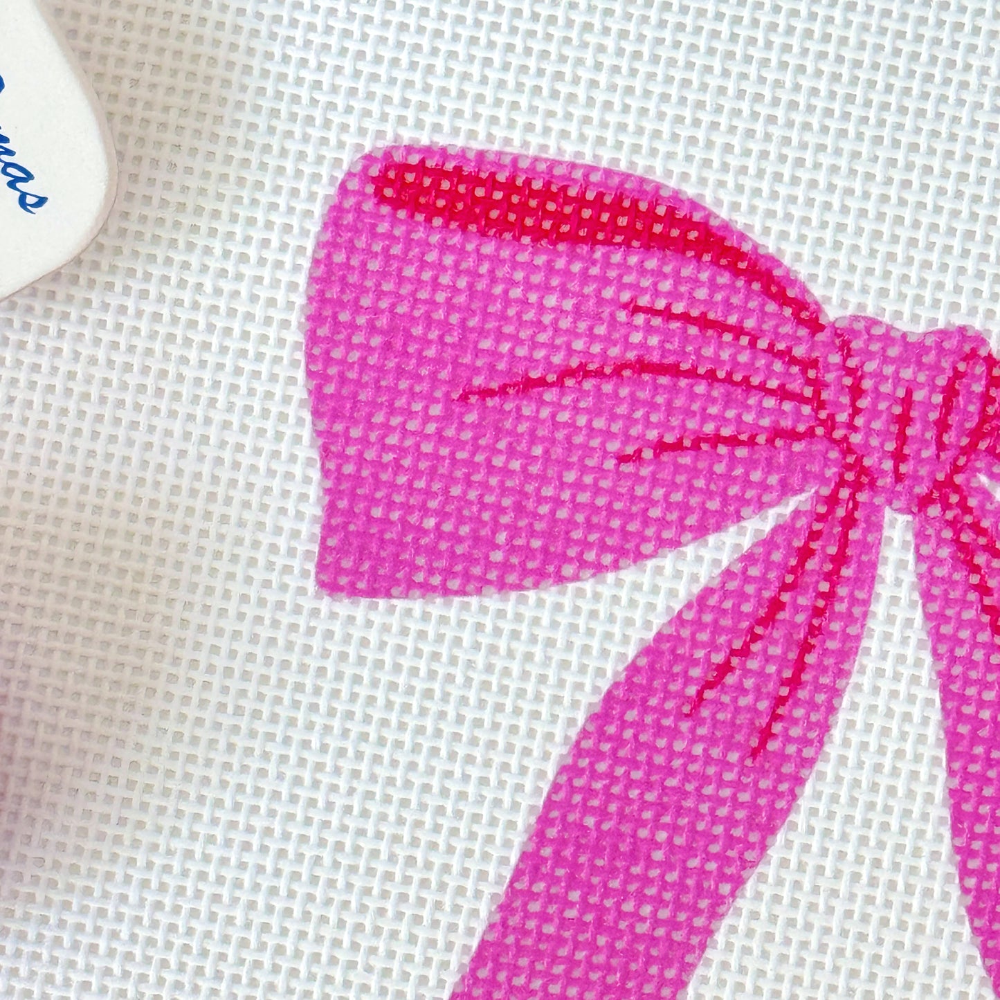 Pink Red Bow 18 Mesh Needlepoint Canvas, Aesthetic Bow Canvas, Artisan Printed Canvas, 4x4 Design