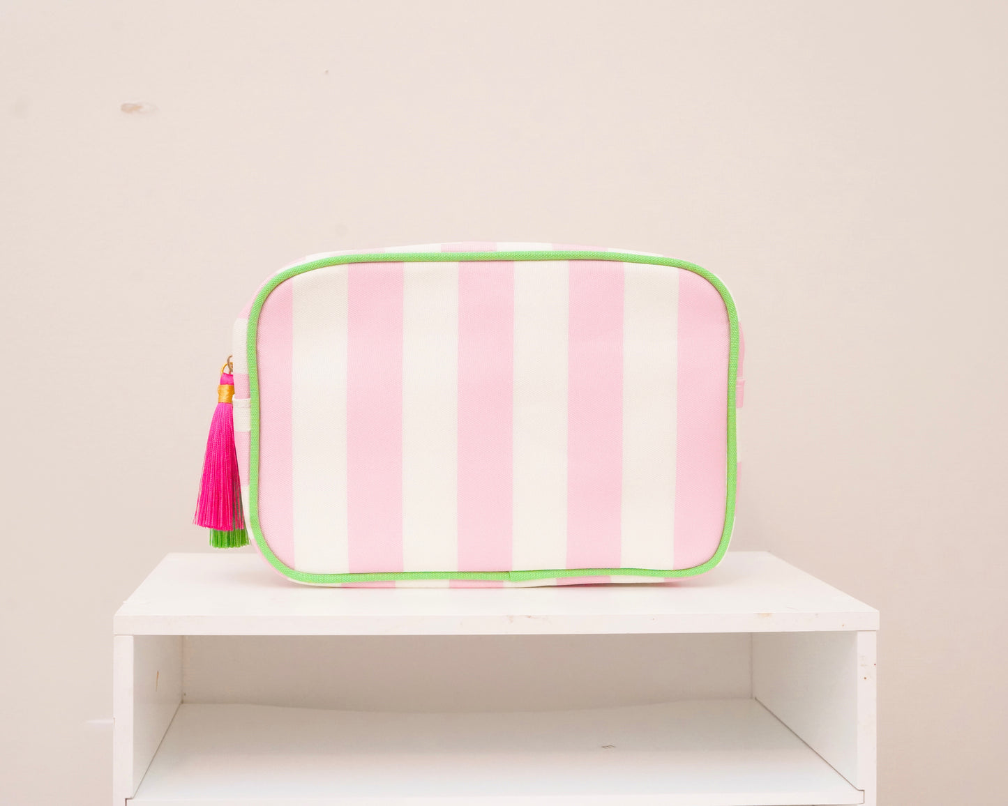 Pink Striped Needlepoint Accessories Zip Pouch, Needlepoint Project Bag