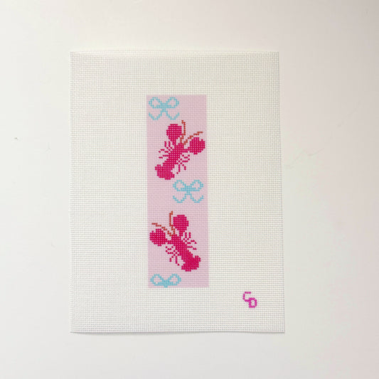Lobster Bow Bookmark Hand Painted Needlepoint Canvas 18 Mesh, 2x5 Design