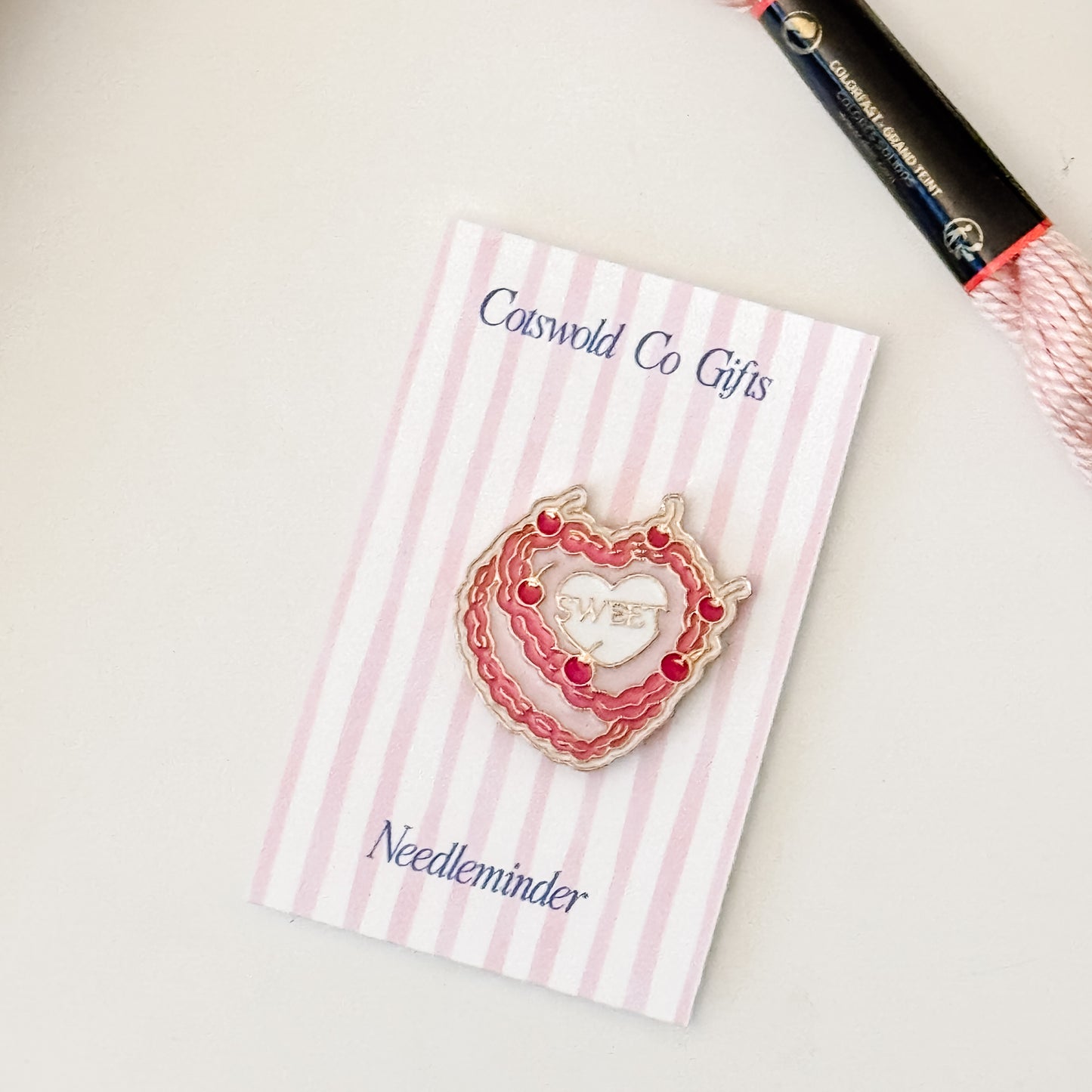 Aesthetic Coquette Needle Minder, Needlepoint Needle Minder, Cherry Heart Cake Cute Pink Neeldle Minder Magnetic