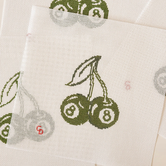 Cherry Eight Balls Green St. Patrick’s Day Needlepoint Canvas 18 Mesh 3”x4” design