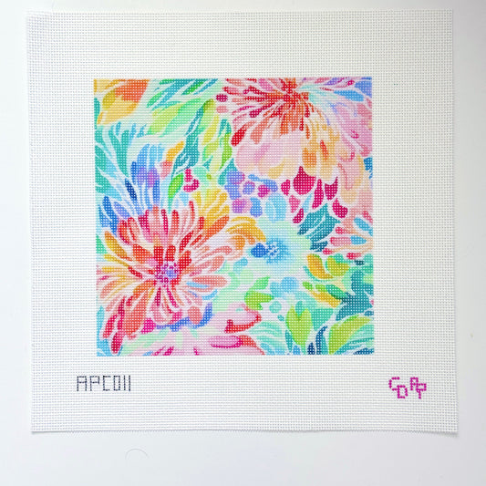 Floral Pillow Artist Printed Needlepoint Canvas 13 Mesh 10x10 Design