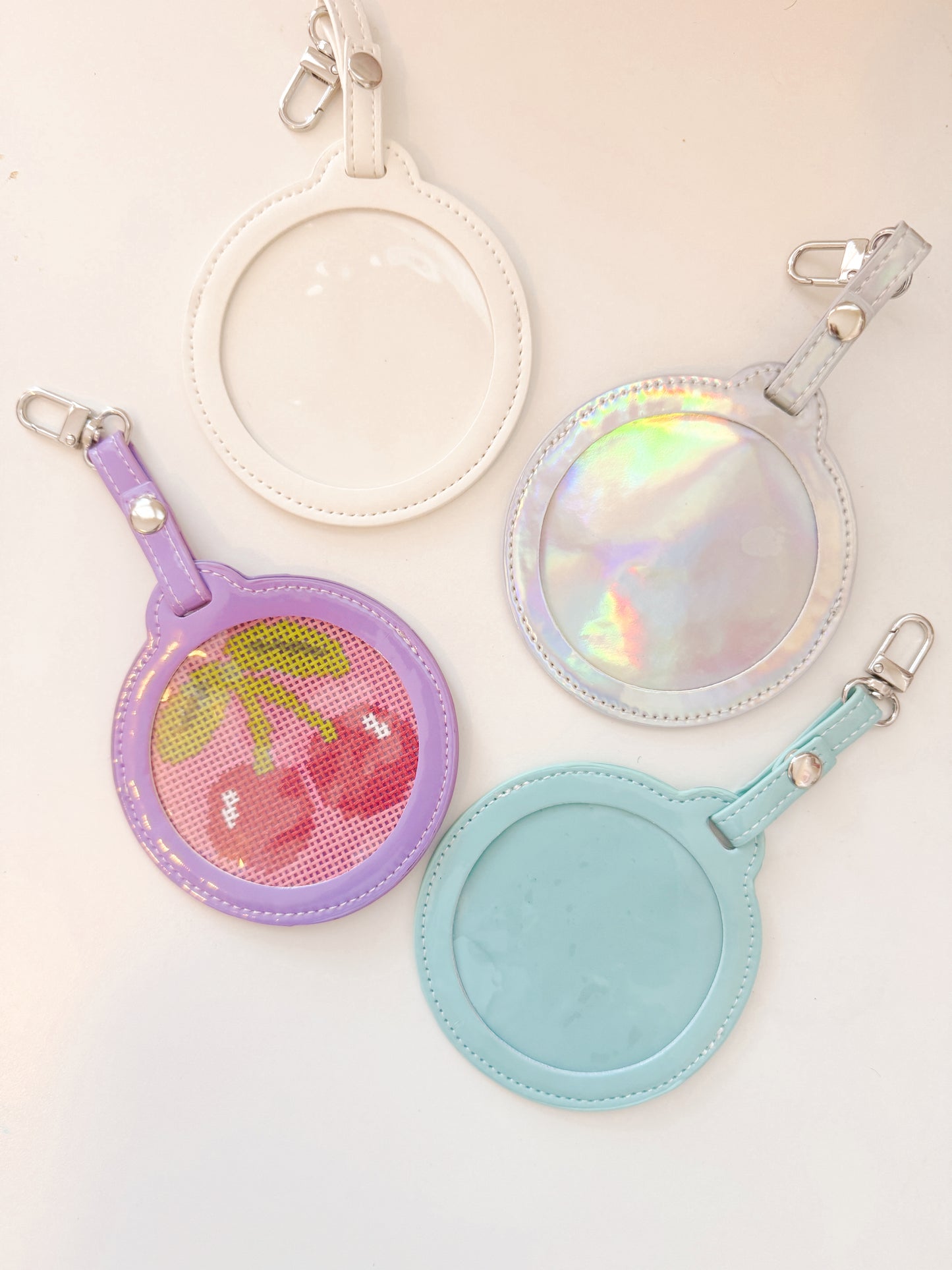 Self Finishing 3” Round Bag Tag Travel Tag, Needlepoint Self Finishing Interchangeable Bag Tag