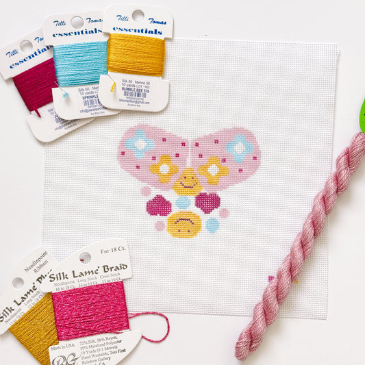 Happy Pills Aesthetic Needlepoint Canvas | Hand-Painted 5” Design on 8"x8" 18 Mesh | Ready to Ship