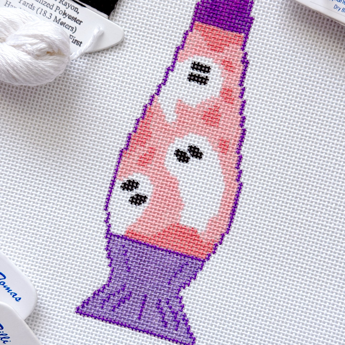 Halloween Needlepoint Canvas 18 Mesh 5” Design, Ghost Lava Lamp Needlepoint Canvas