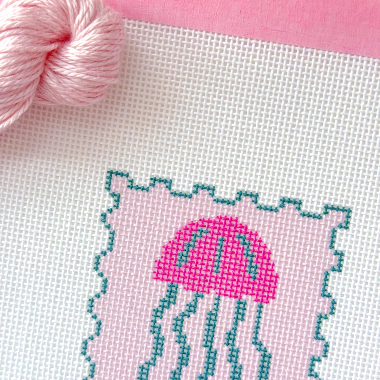 Jellyfish Stamp Needlepoint Canvas, Summer Needlepoint, Beach Needlepoint, 18 Mesh, 2x3 Design