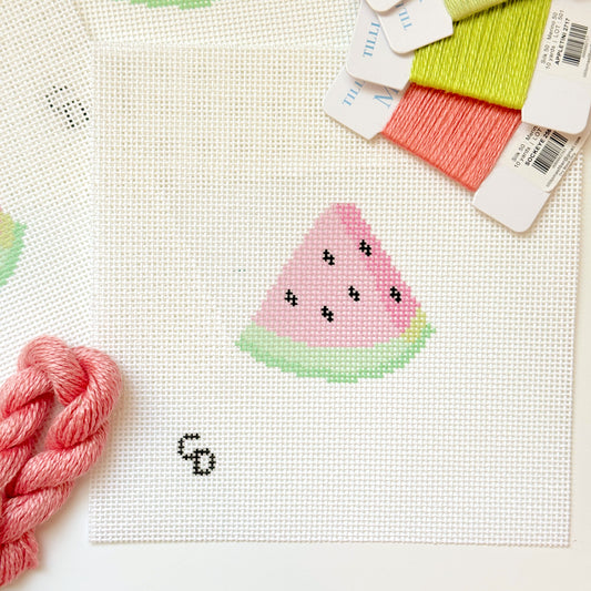 Watermelon Slice 13 Mesh Needlepoint Canvas, 3”x3” Design, Summer Needlepoint Canvas, Beginner Needlepoint