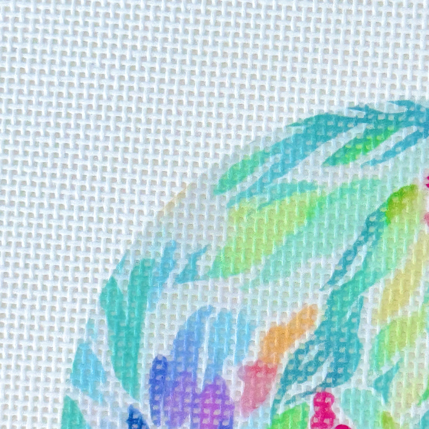 Floral Round Ornament Needlepoint Canvas, Artisan Printed Needlepoint Canvas, 18 Mesh, 4x4 Design