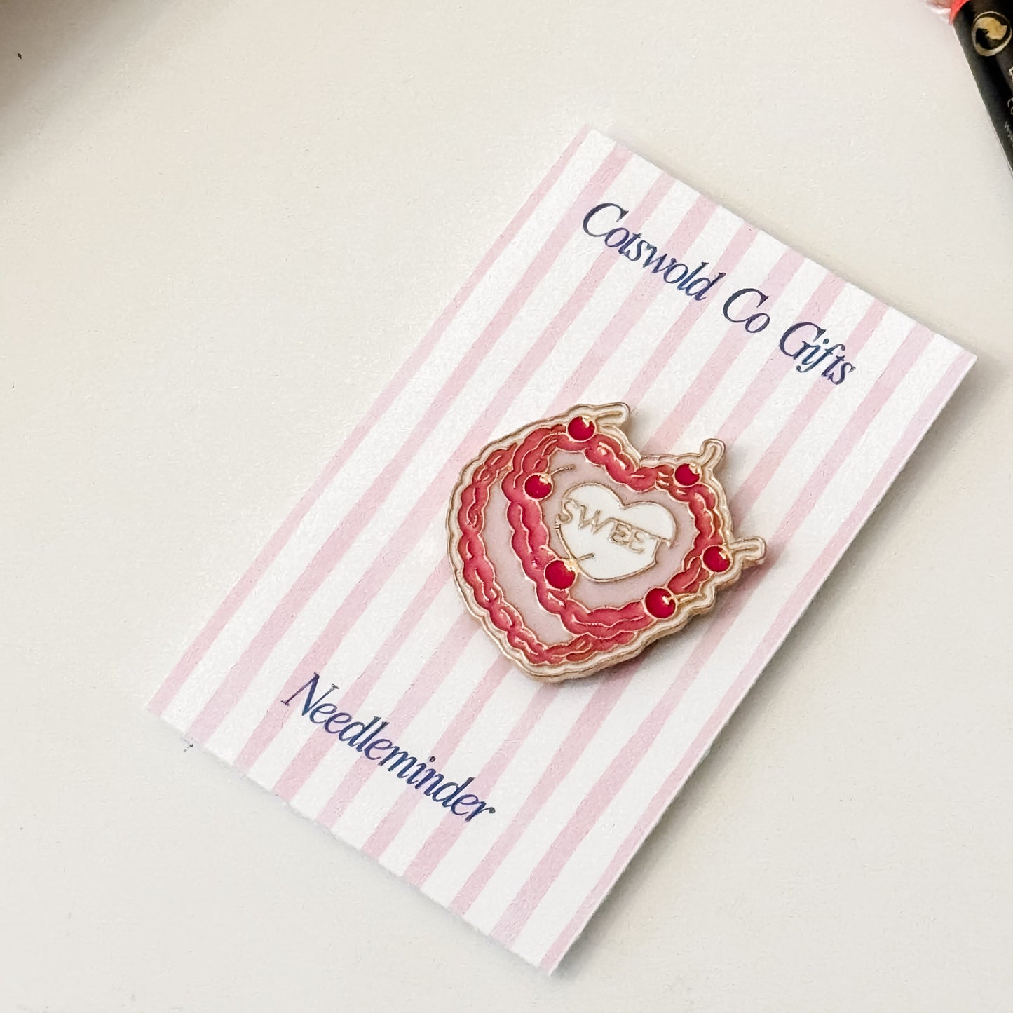 Aesthetic Coquette Needle Minder, Needlepoint Needle Minder, Cherry Heart Cake Cute Pink Neeldle Minder Magnetic