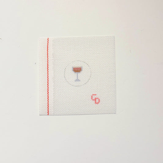Mini 1” Round Bag Tag Insert Espresso Martini Cocktail Hand Painted Needlepoint Canvas 18 Mesh, 1x1 Design