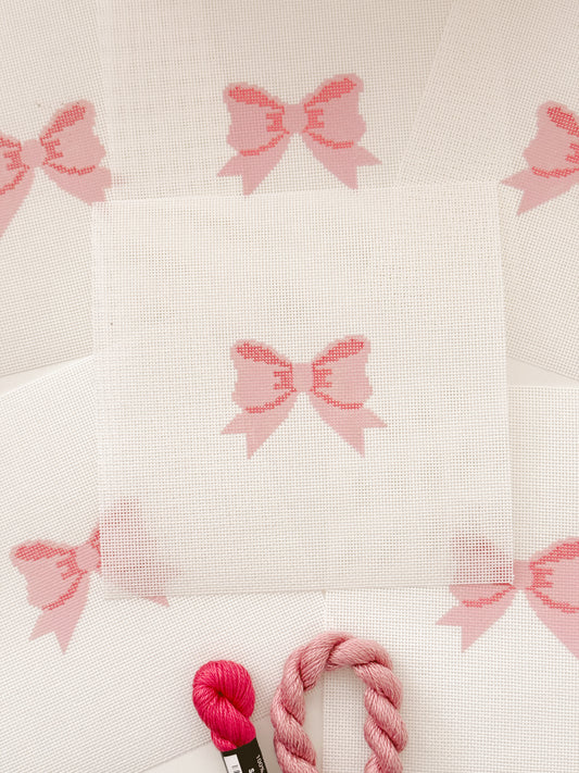 Aesthetic Pink Bow Coquette Needlepoint Canvas, 18 Mesh Bow Beginner Needlepoint Canvas, 2"x3” Bow Canvas