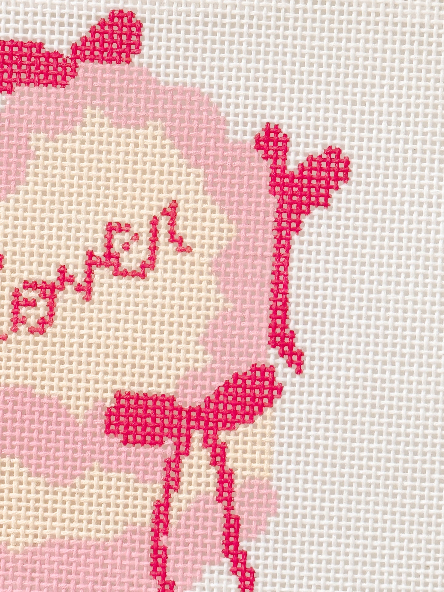 Coquette Bow Heart Cake Needlepoint Canvas | 4” 18 Mesh Coquette Needlepoint Design | Valentine’s Day Bow Cake