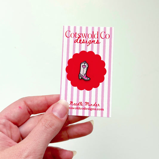 Cowgirl Boot Needlepoint Needle minder, Aesthetic Needle minder, Whimsical Needle minder