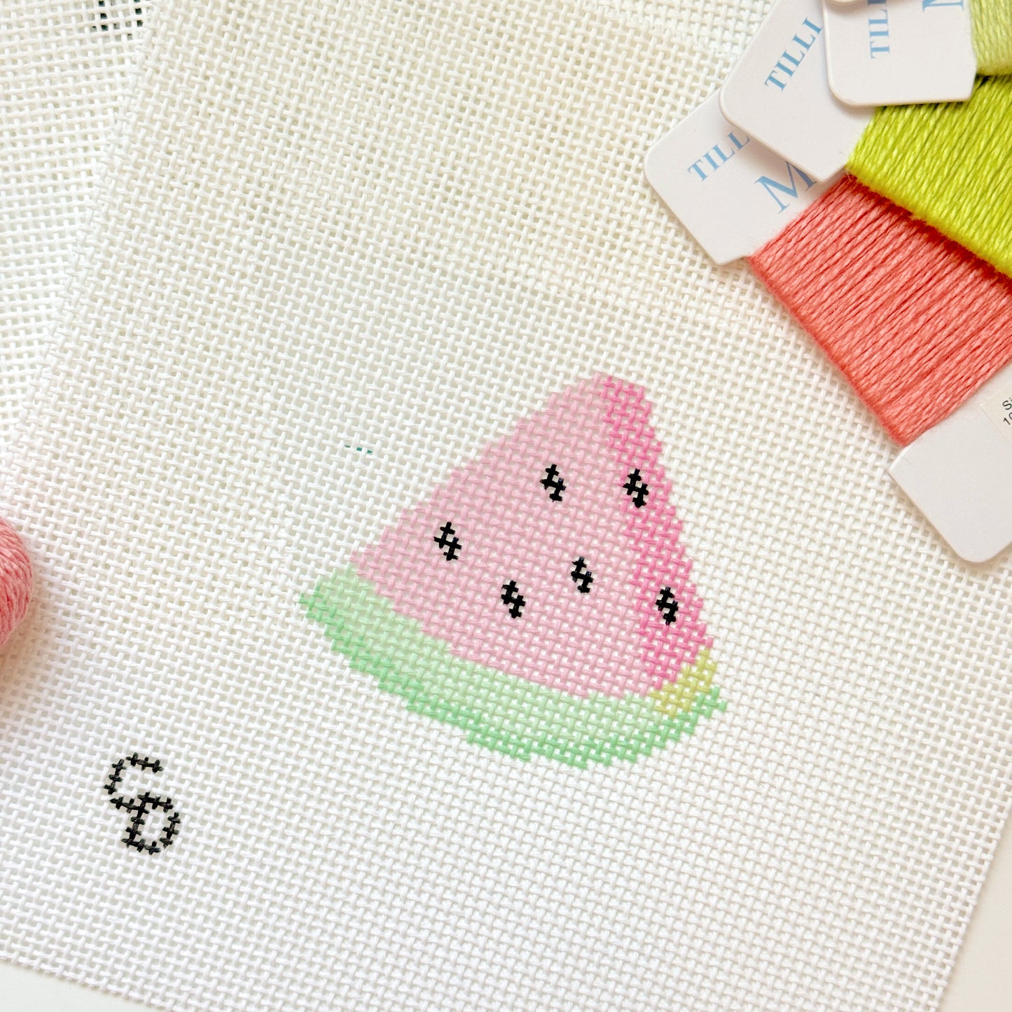Watermelon Slice 13 Mesh Needlepoint Canvas, 3”x3” Design, Summer Needlepoint Canvas, Beginner Needlepoint