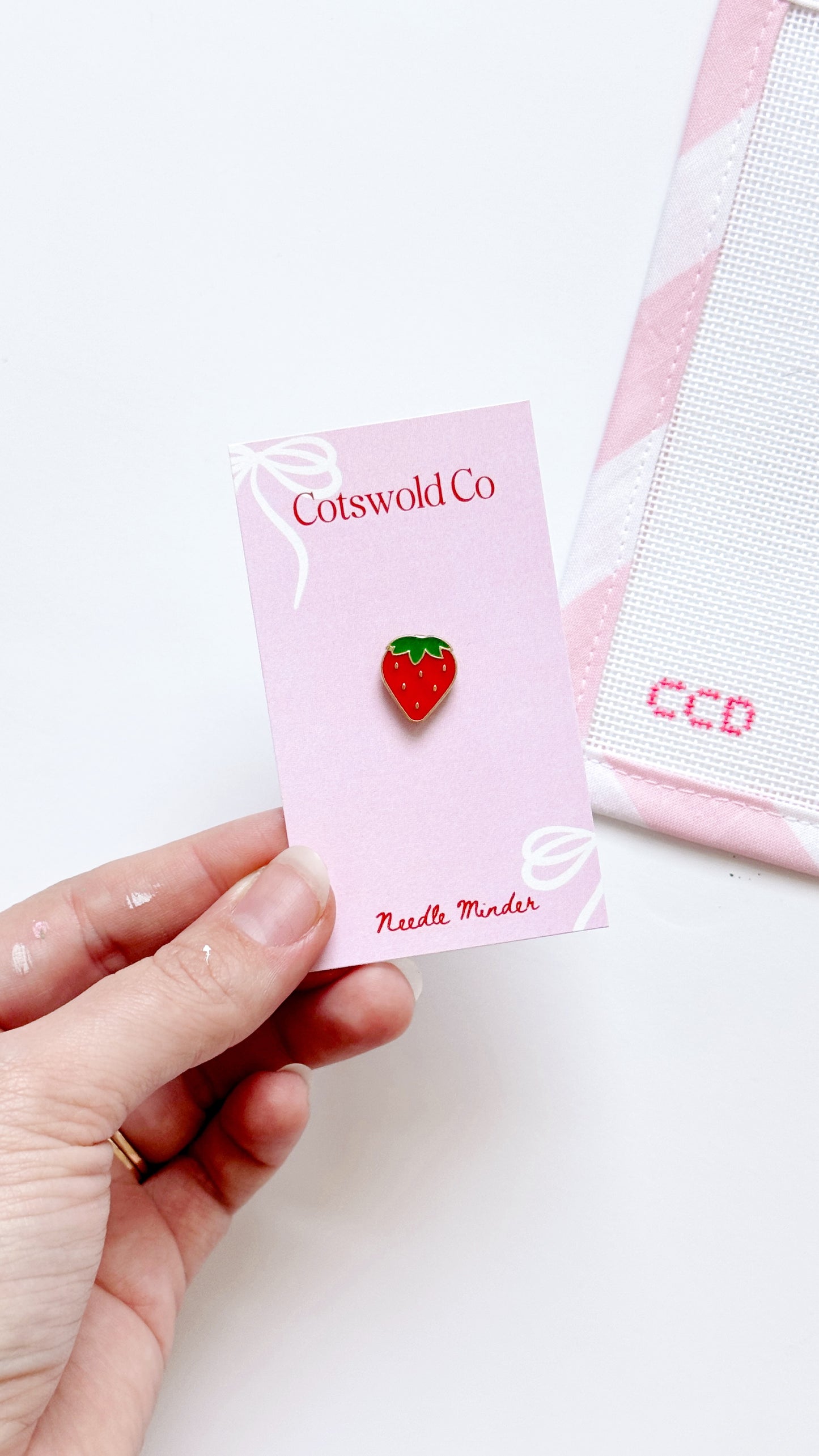Mini Strawberry Needle Minder | Magnetic Needle Holder for Cross Stitch & Needlepoint | Cute Fruit Sewing Accessory Gift