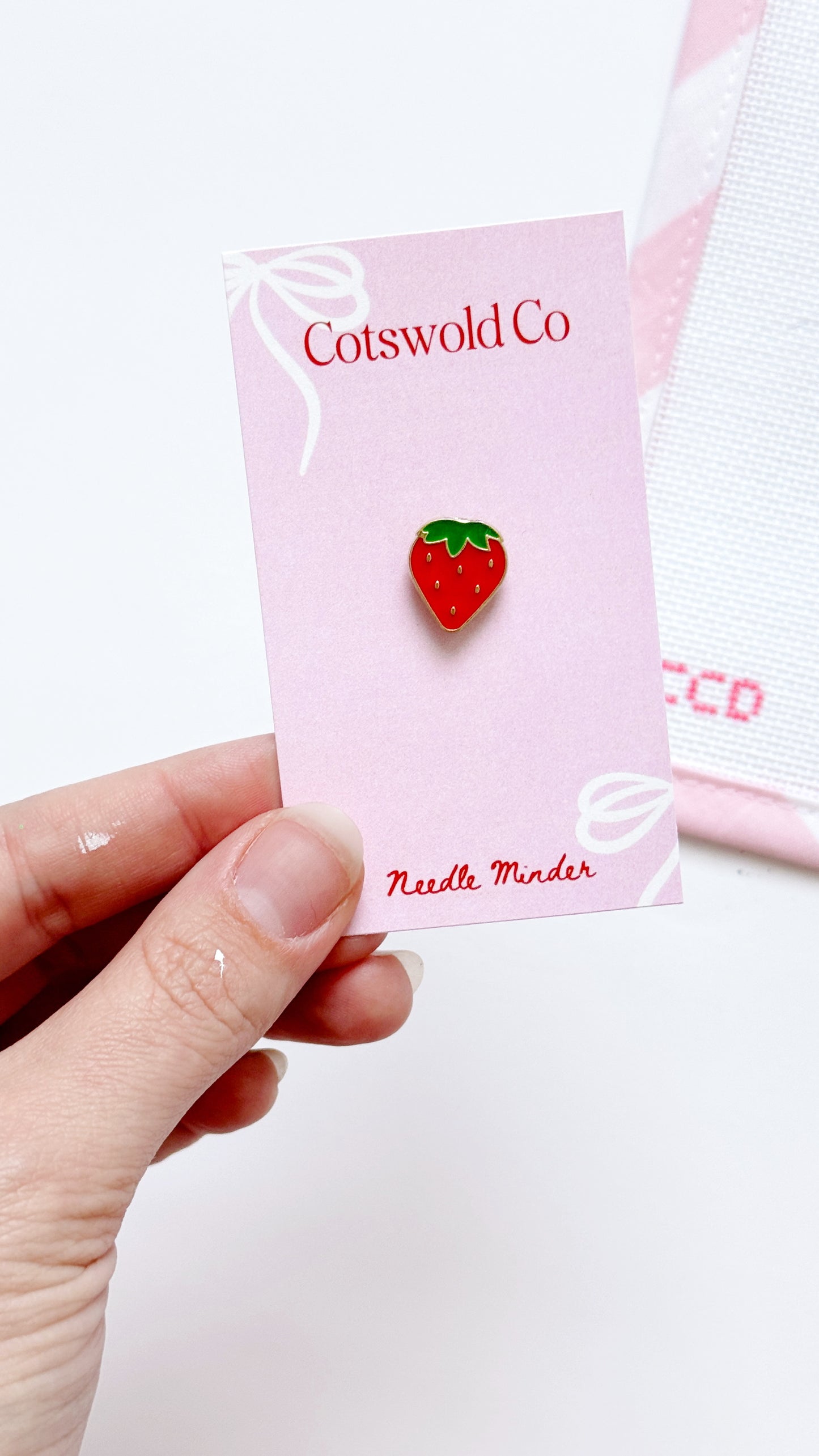 Mini Strawberry Needle Minder | Magnetic Needle Holder for Cross Stitch & Needlepoint | Cute Fruit Sewing Accessory Gift