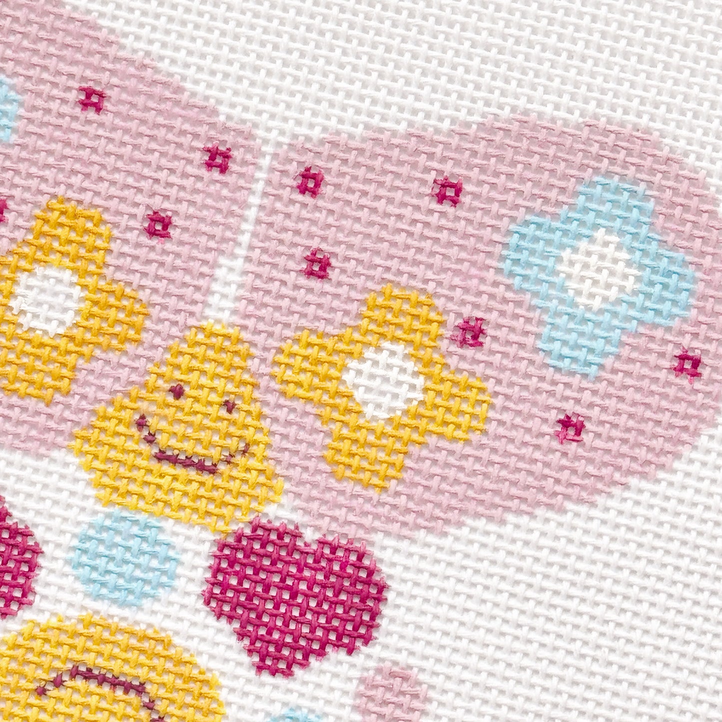 Happy Pills Aesthetic Needlepoint Canvas | Hand-Painted 5” Design on 8"x8" 18 Mesh | Ready to Ship