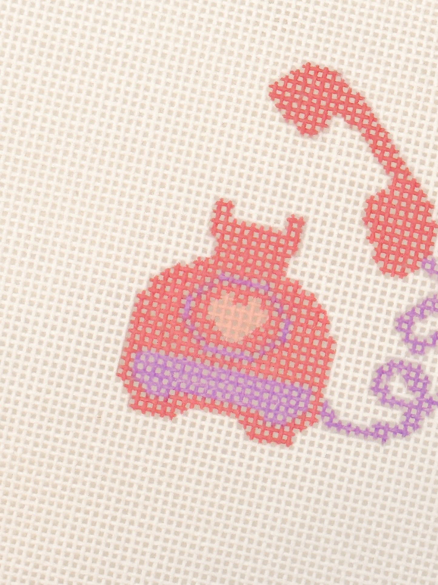 Valentines Day Needlepoint Canvas, Heart Telephone Needlepoint Canvas, 2”x2” Mini Needlepoint Canvas