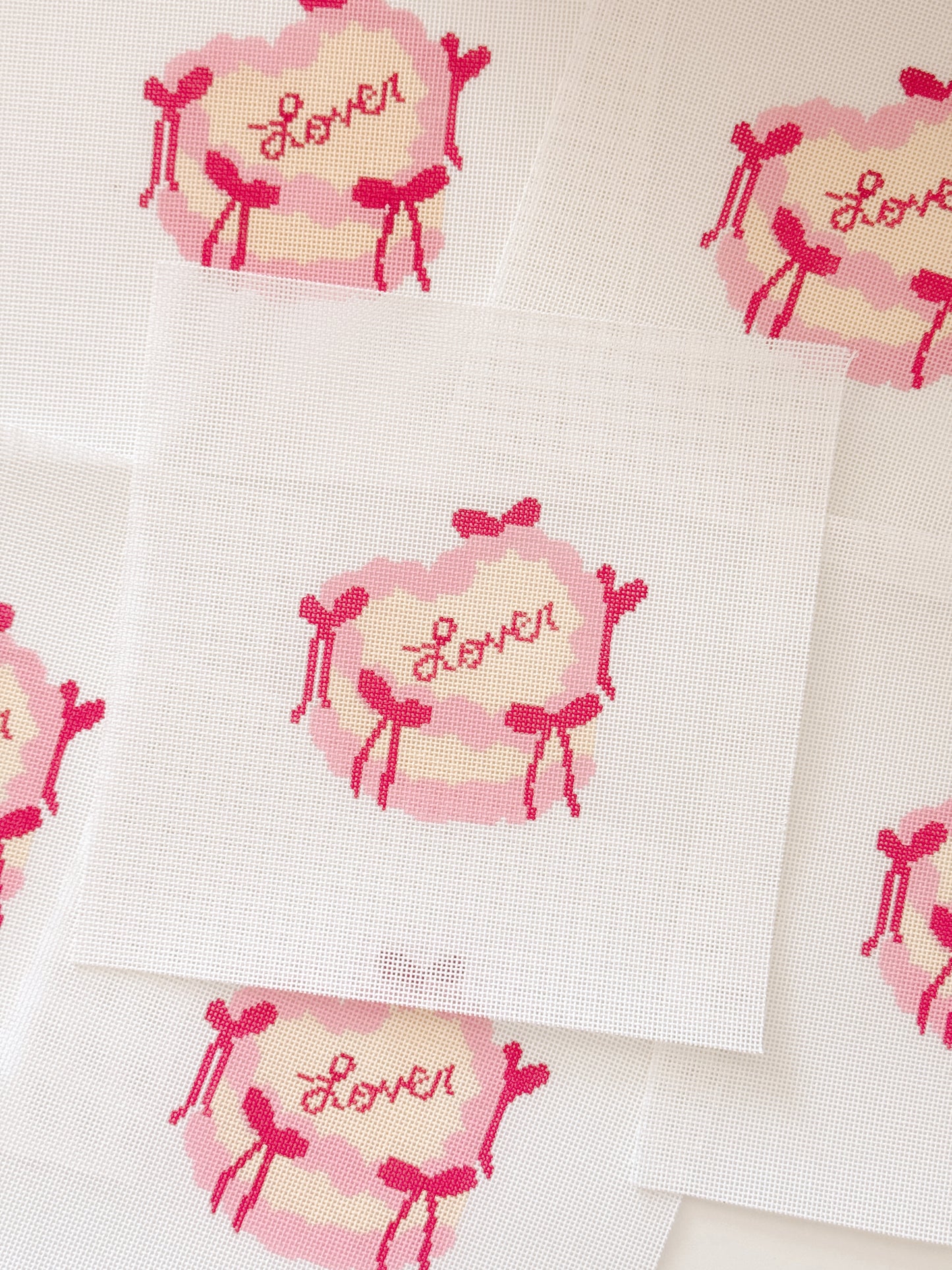 Coquette Bow Heart Cake Needlepoint Canvas | 4” 18 Mesh Coquette Needlepoint Design | Valentine’s Day Bow Cake