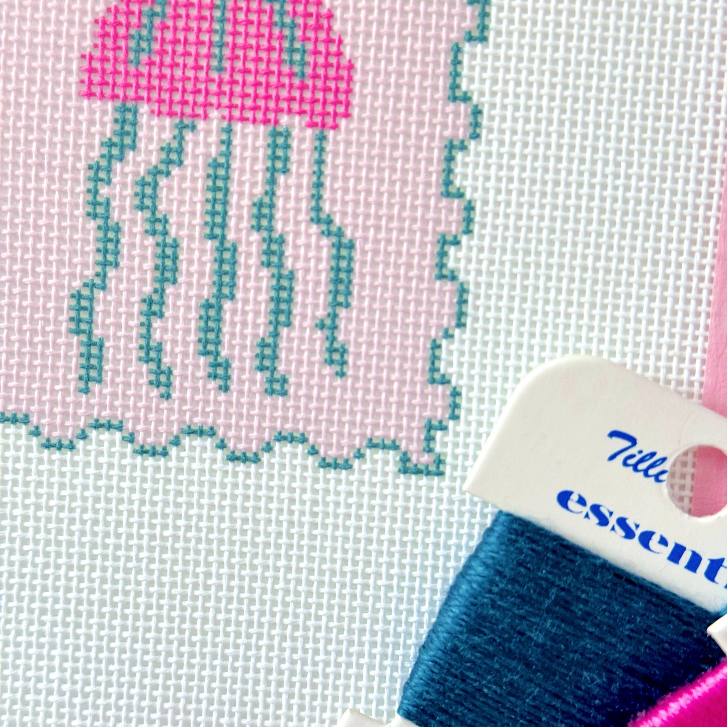 Jellyfish Stamp Needlepoint Canvas, Summer Needlepoint, Beach Needlepoint, 18 Mesh, 2x3 Design