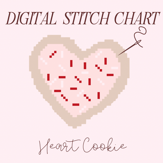 Heart Sugar Cookie Pattern Needlepoint PDF Stitch Chart, Diy Paint Needlepoint Canvas PDF, 13 Mesh Needlepoint 4” pdf