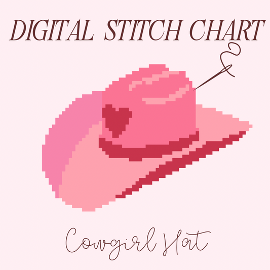 Cowgirl Hat Needlepoint PDF Stitch Chart, Cross Stitch Cowgirl Hat Chart, Diy Paint Needlepoint Canvas PDF, 18 Mesh Needlepoint pdf