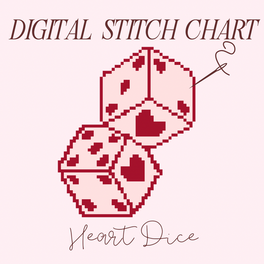 Pink Heart Dice Aesthetic Needlepoint PDF Stitch Chart, Cross Stitch Dice Chart, Diy Paint Needlepoint Canvas PDF, 13 Mesh Needlepoint pdf