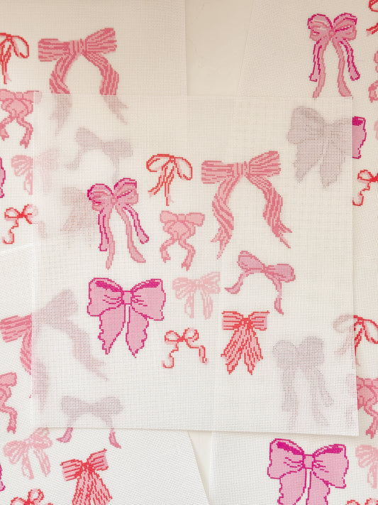 Hand Painted Coquette Bow 8” Pillow Design Needlepoint Canvas 18 Mesh Coquette Needlepoint Canvas Bow Hand Painted