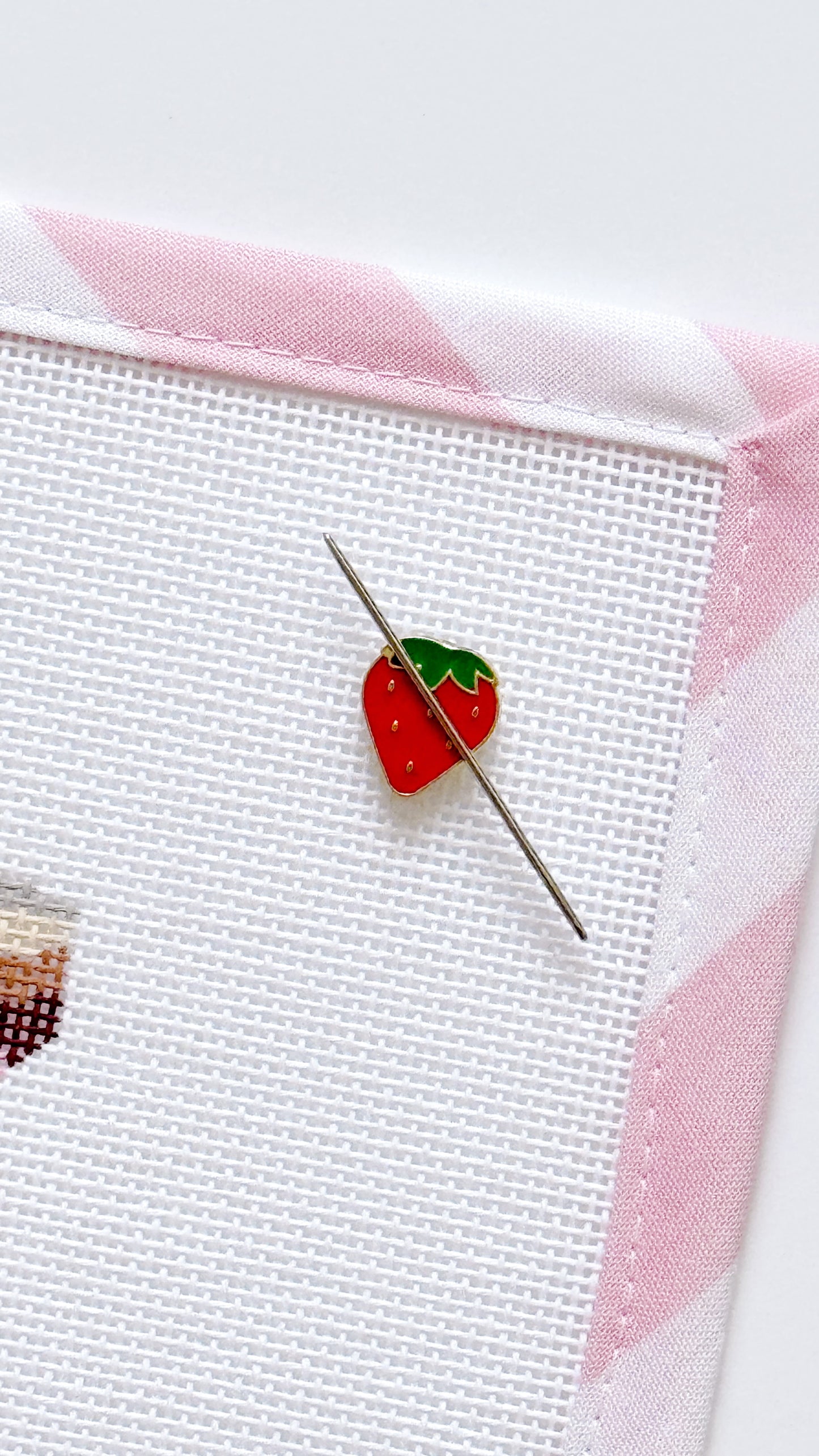 Mini Strawberry Needle Minder | Magnetic Needle Holder for Cross Stitch & Needlepoint | Cute Fruit Sewing Accessory Gift