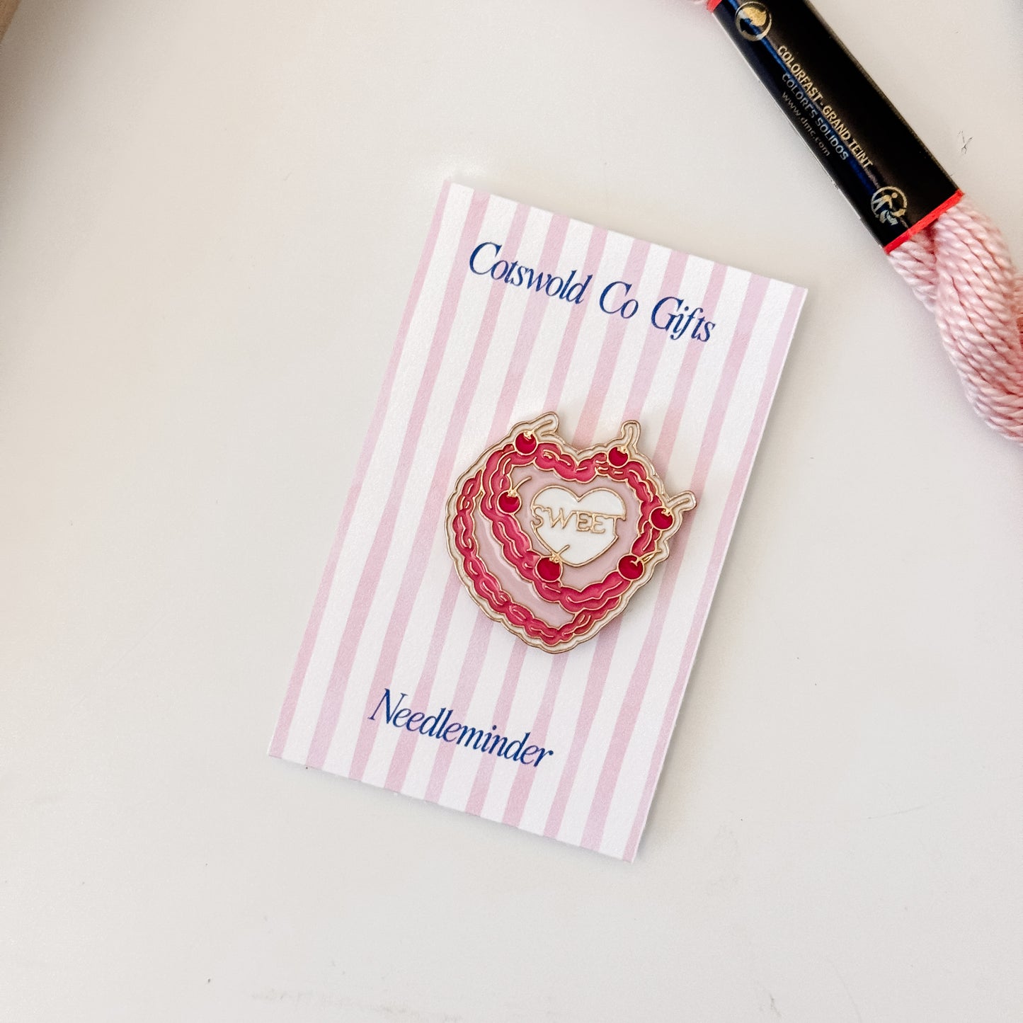 Aesthetic Coquette Needle Minder, Needlepoint Needle Minder, Cherry Heart Cake Cute Pink Neeldle Minder Magnetic