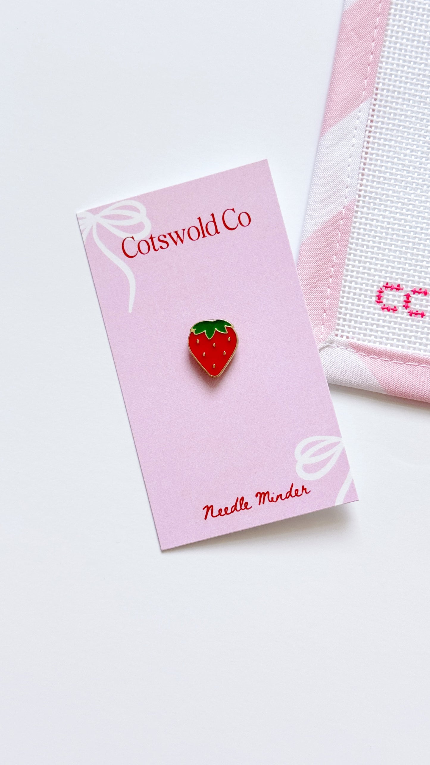 Mini Strawberry Needle Minder | Magnetic Needle Holder for Cross Stitch & Needlepoint | Cute Fruit Sewing Accessory Gift