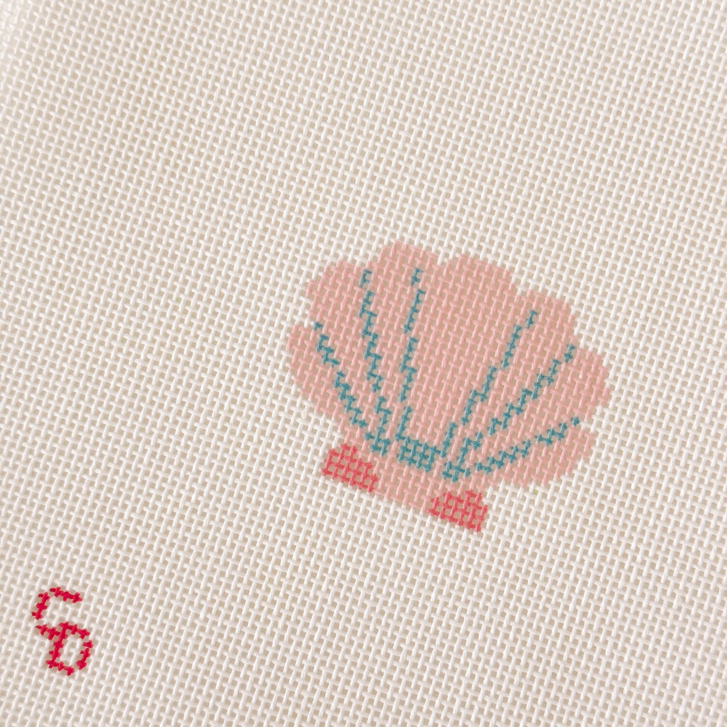 Mini Pink Seashell Stamp Needlepoint Canvas | Hand-Painted 18 Mesh Canvas, Seashell Needlepoint Canvas, Bag Charm Needlepoint Canvas (Copy)