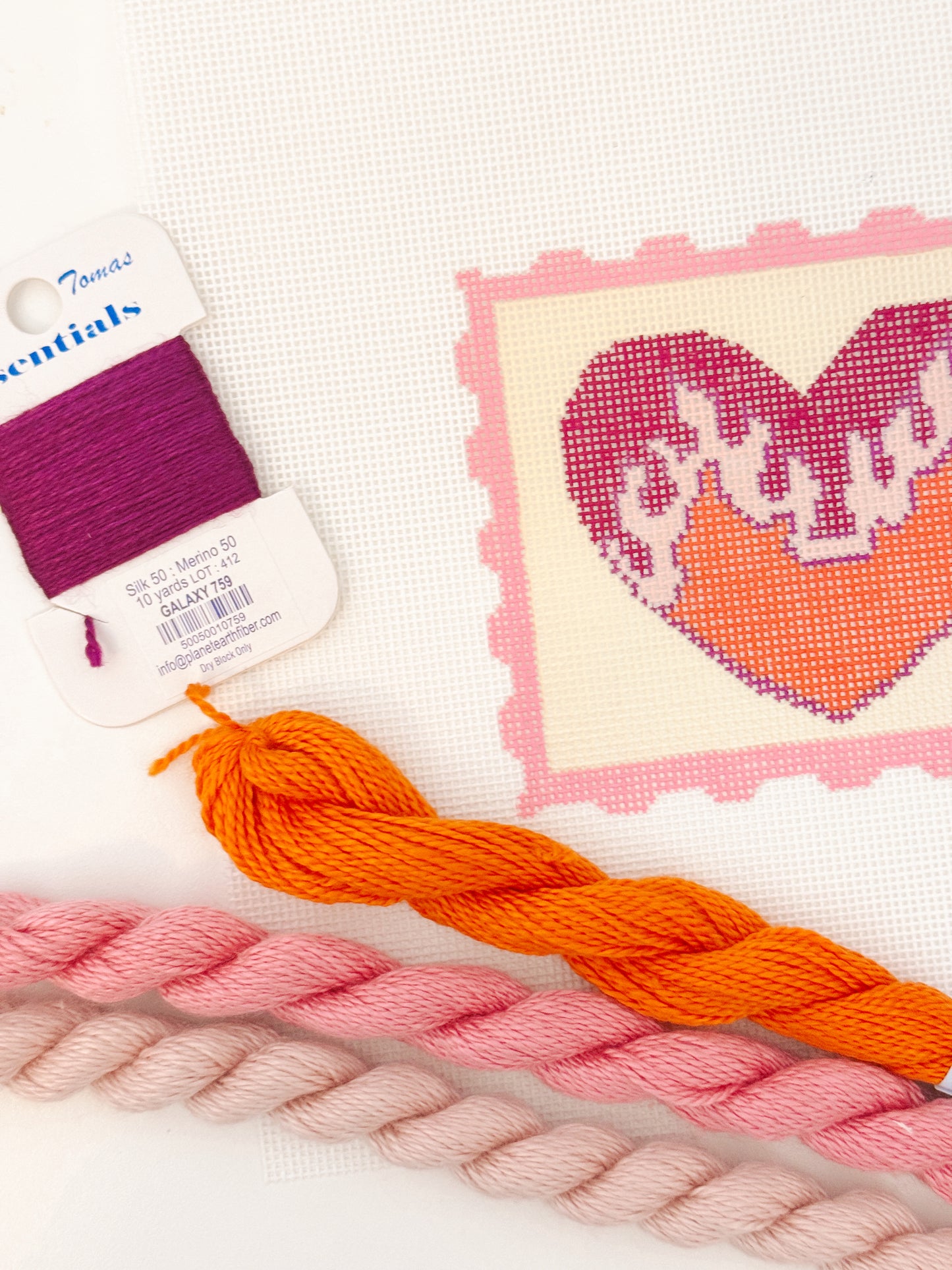 Valentines Day Stamp Needlepoint Canvas, Heart Flame Needlepoint Canvas, 3”x3" Needlepoint Canvas