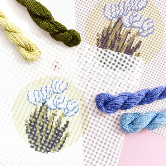 Tulip Flower Round Needlepoint Canvas | Hand-Painted 18 Mesh | 4" Design on 8" x 8" Canvas (Copy)