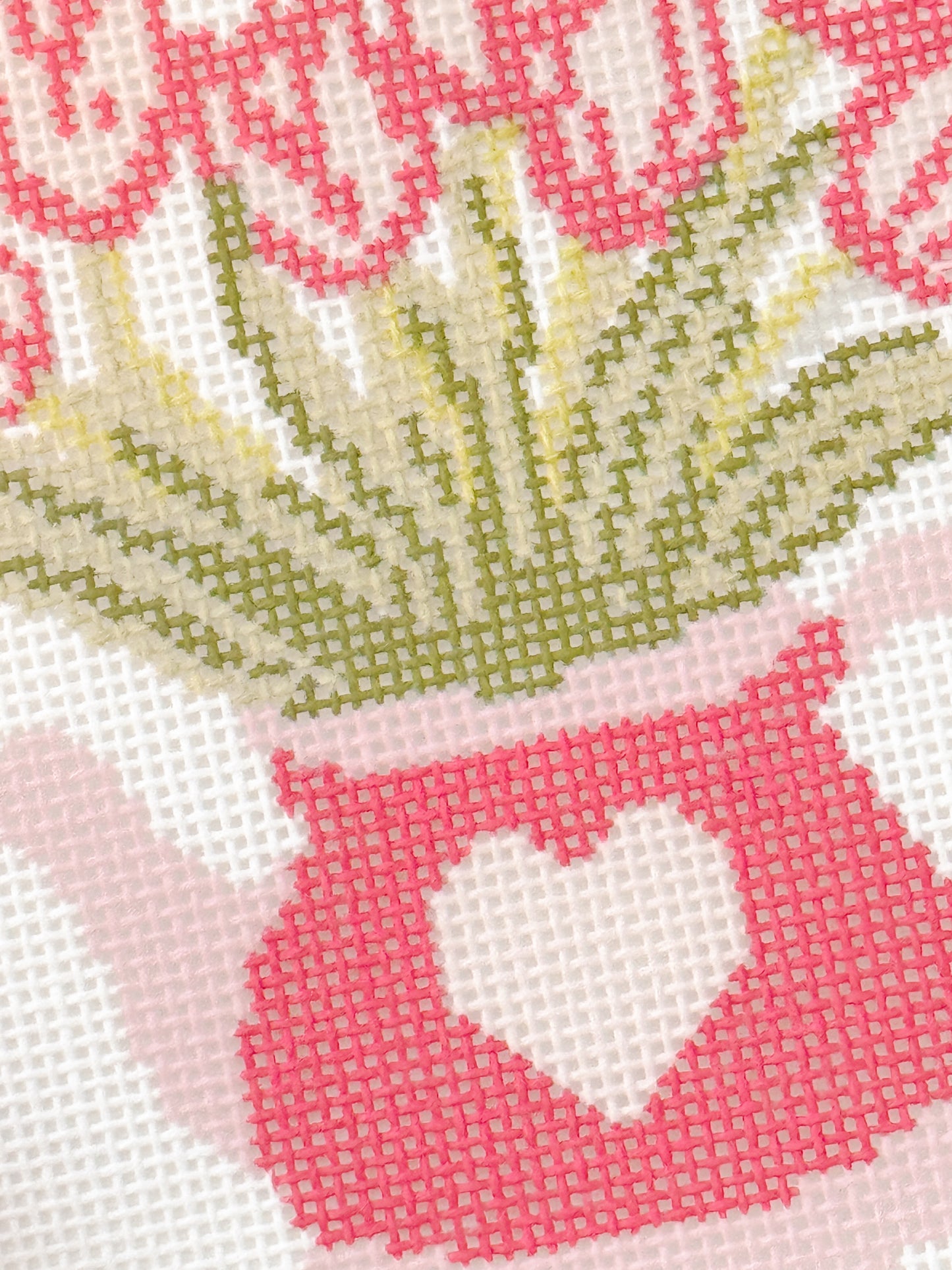 Heart Flower Teapot Needlepoint Canvas, Valentine's Day Needlepoint Canvas, 3”x4" Needlepoint Canvas