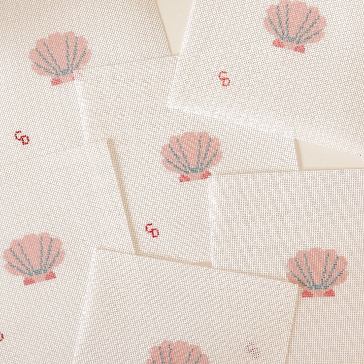 Mini Pink Seashell Stamp Needlepoint Canvas | Hand-Painted 18 Mesh Canvas, Seashell Needlepoint Canvas, Bag Charm Needlepoint Canvas (Copy)