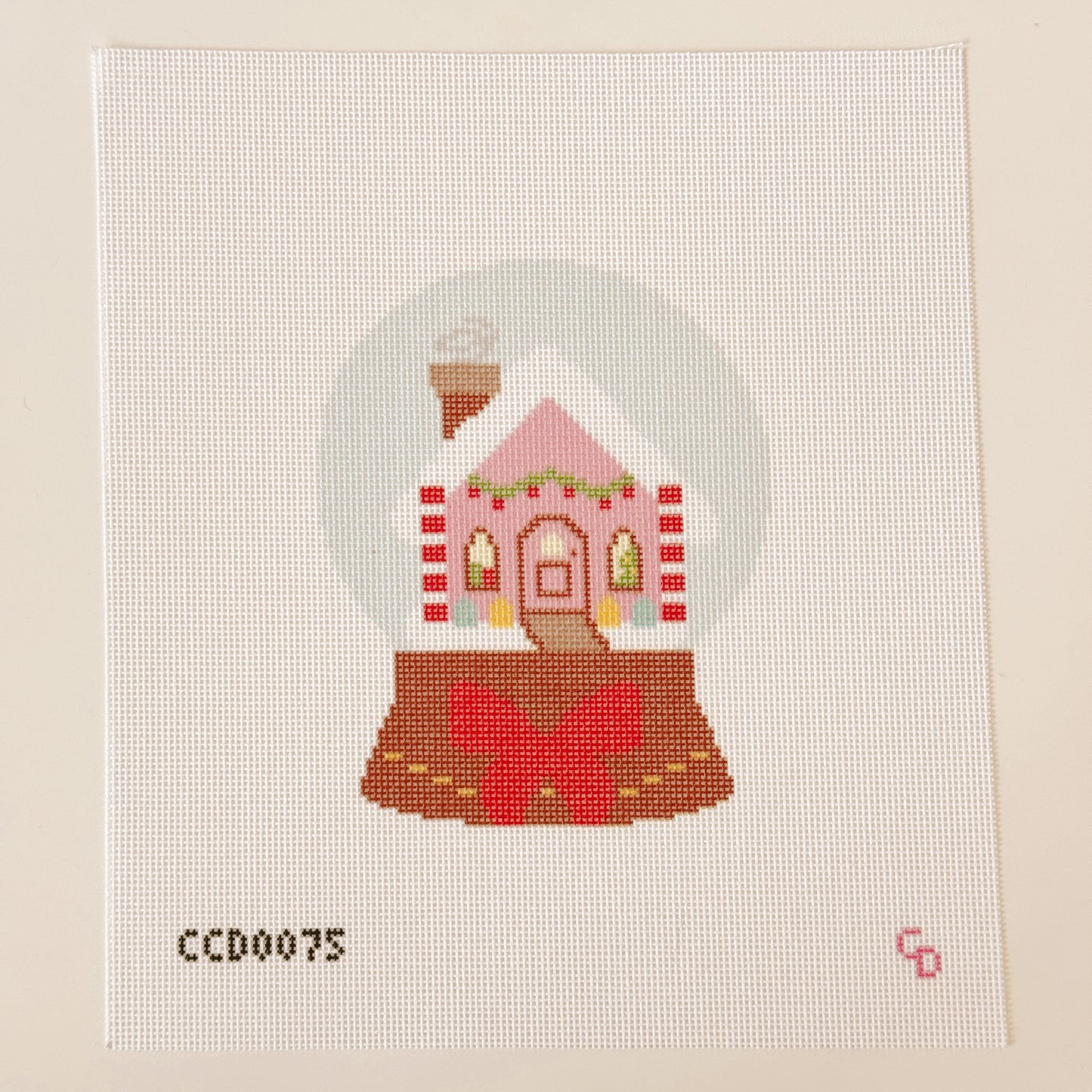 Christmas Snow Globe Needlepoint Ornament, Christmas Needlepoint Canvas, 18 Mesh, 4"x6" Design