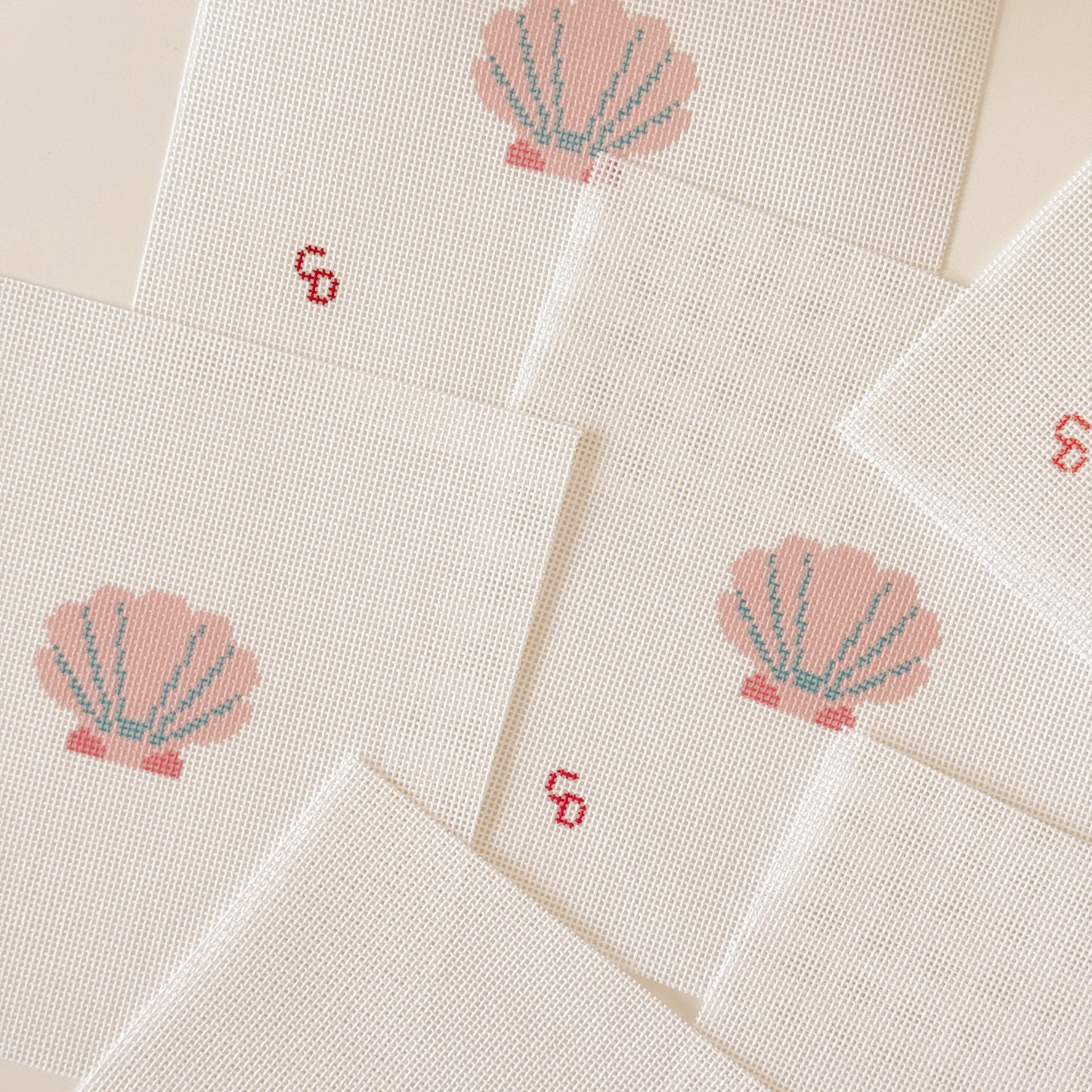 Mini Pink Seashell Stamp Needlepoint Canvas | Hand-Painted 18 Mesh Canvas, Seashell Needlepoint Canvas, Bag Charm Needlepoint Canvas (Copy)