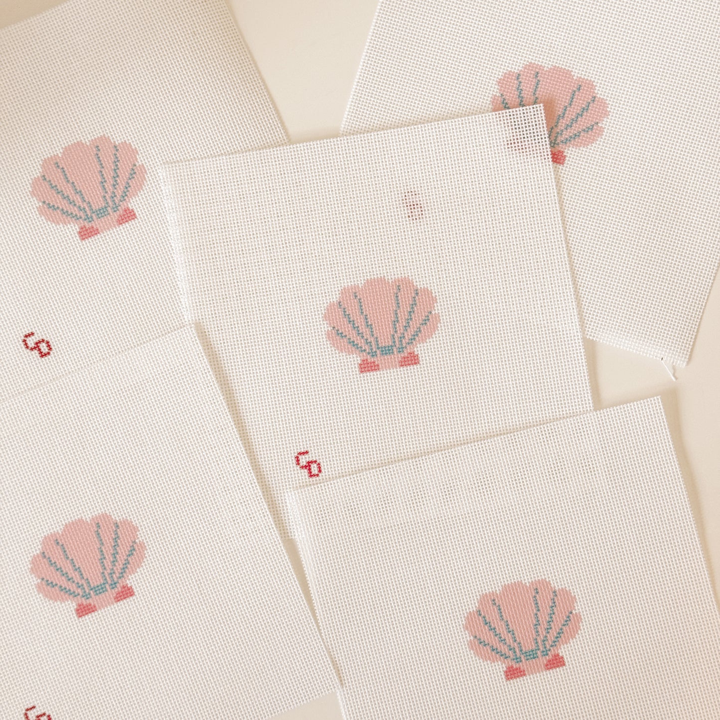 Mini Pink Seashell Stamp Needlepoint Canvas | Hand-Painted 18 Mesh Canvas, Seashell Needlepoint Canvas, Bag Charm Needlepoint Canvas (Copy)