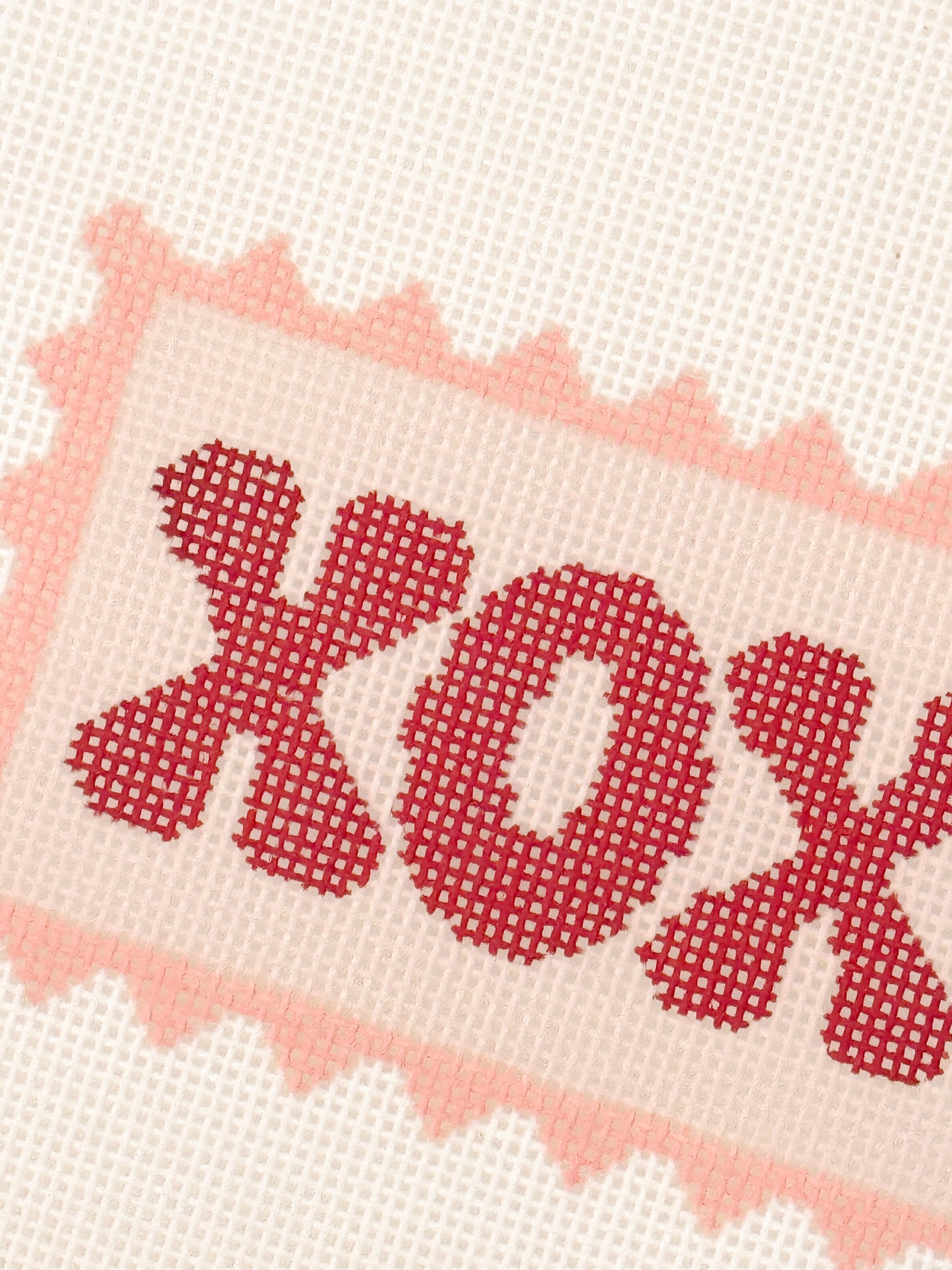 Valentines Day Stamp Needlepoint Canvas, XOXO Needlepoint Canvas, 2”x4" Needlepoint Canvas