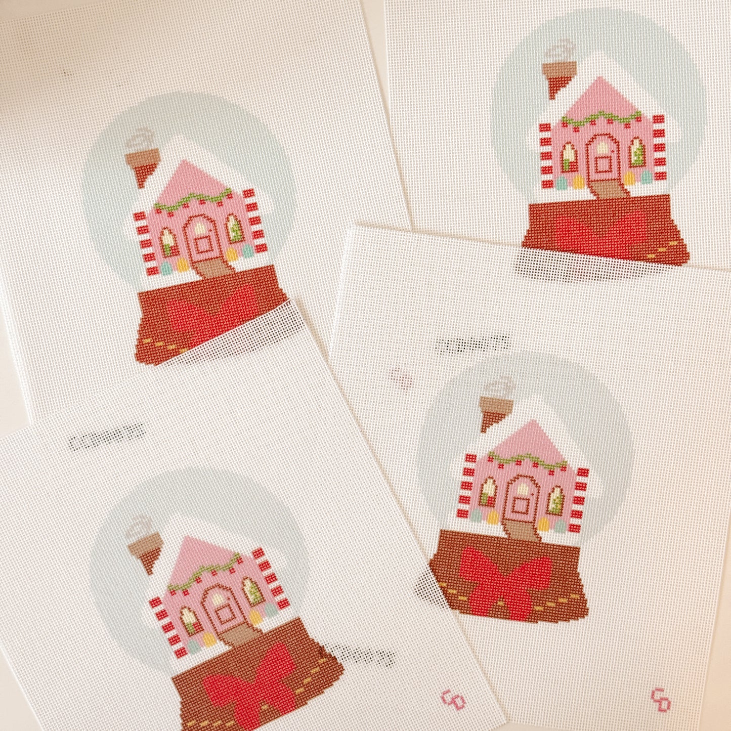 Christmas Snow Globe Needlepoint Ornament, Christmas Needlepoint Canvas, 18 Mesh, 4"x6" Design