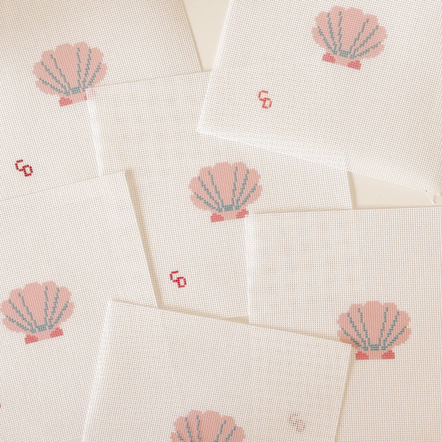 Mini Pink Seashell Stamp Needlepoint Canvas | Hand-Painted 18 Mesh Canvas, Seashell Needlepoint Canvas, Bag Charm Needlepoint Canvas (Copy)