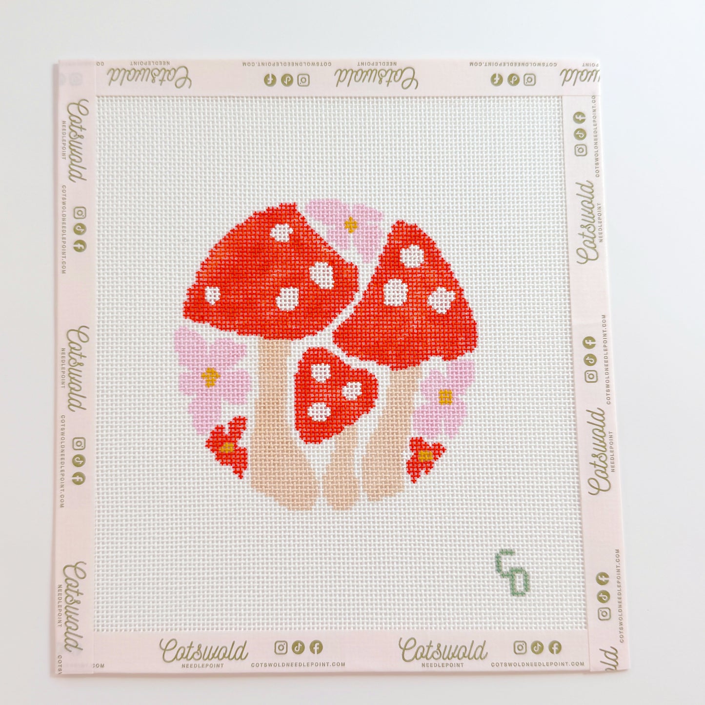 Boho Mushroom Flower Retro Needlepoint Canvas | 18 Mesh | 4x4 Design